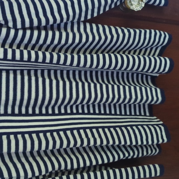 Talbots Blue & White Stripe Lambswool Blend Open Cardigan Size LP - Picture 3 of 6